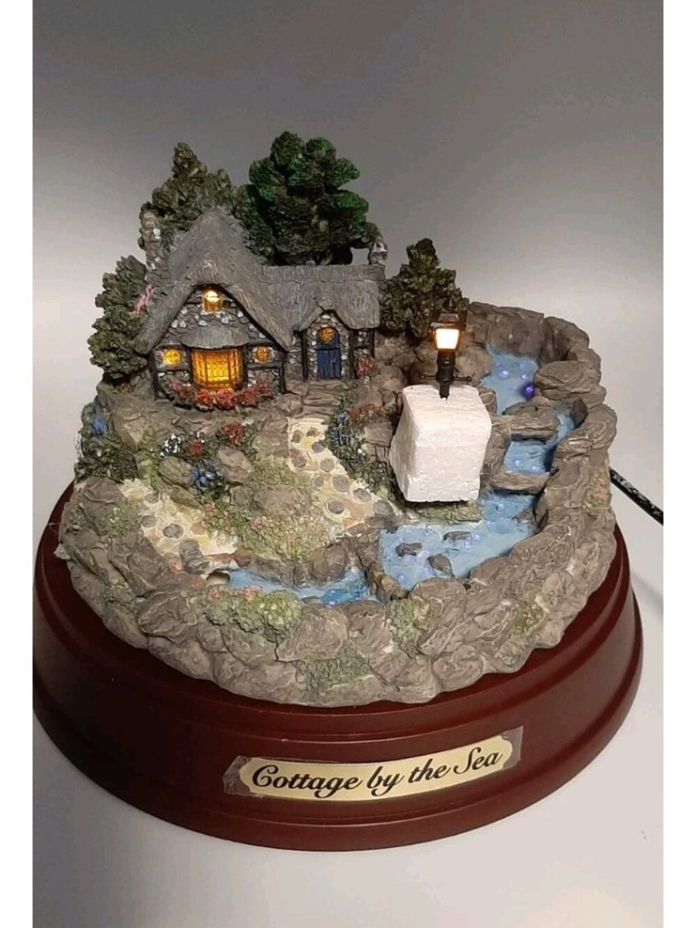 Vintage Thomas Kinkade Waterfall Cottage by the Sea 2005 Tabletop NEW in Box